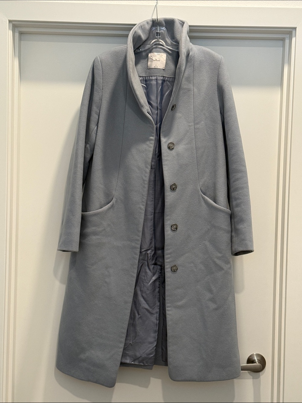 Wilfred Cocoon Coat Long Light Blue